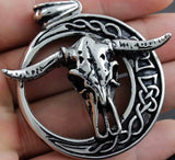 Skull Bull Horn Stainless Steel Men's Pendant