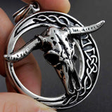 Skull Bull Horn Stainless Steel Men's Pendant