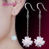 Ice Flower Drop Earrings 925 Sterling Silver Dangle Earing