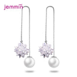 Ice Flower Drop Earrings 925 Sterling Silver Dangle Earing