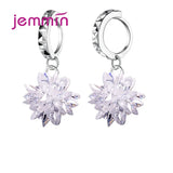 Ice Flower Drop Earrings 925 Sterling Silver Dangle Earing