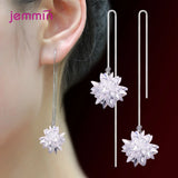 Ice Flower Drop Earrings 925 Sterling Silver Dangle Earing