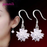 Ice Flower Drop Earrings 925 Sterling Silver Dangle Earing