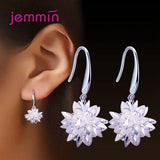 Ice Flower Drop Earrings 925 Sterling Silver Dangle Earing