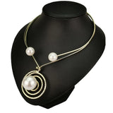 Imitation Pearl Choker Necklace Women Collar Pendants Statement Jewelry