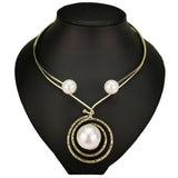 Imitation Pearl Choker Necklace Women Collar Pendants Statement Jewelry