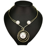 Imitation Pearl Choker Necklace Women Collar Pendants Statement Jewelry