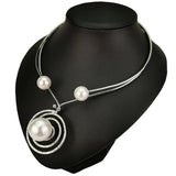 Imitation Pearl Choker Necklace Women Collar Pendants Statement Jewelry
