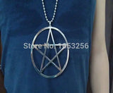 Large Pentagram Stainless Steel Necklace with 32'' Chain