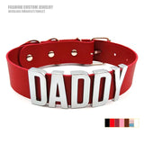 Large Sexy Name Necklace Personalized Red Pu Leather Choker Collar