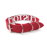 Large Sexy Name Necklace Personalized Red Pu Leather Choker Collar