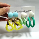 Big Love Heart Hoop Earrings Acrylic Geometric Round Exaggerated Earrings Set