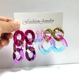Big Love Heart Hoop Earrings Acrylic Geometric Round Exaggerated Earrings Set