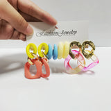Big Love Heart Hoop Earrings Acrylic Geometric Round Exaggerated Earrings Set