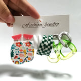 Big Love Heart Hoop Earrings Acrylic Geometric Round Exaggerated Earrings Set