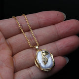 Baroque Pearl Wedding Pendant Necklace with Mother of Pearl