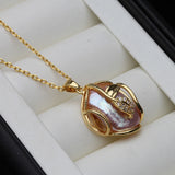 Baroque Pearl Wedding Pendant Necklace with Mother of Pearl