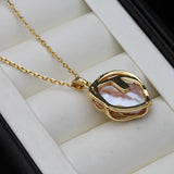 Baroque Pearl Wedding Pendant Necklace with Mother of Pearl