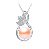 Natural Freshwater Pearl Necklace 925 Silver Zircon Flower Pendant