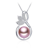 Natural Freshwater Pearl Necklace 925 Silver Zircon Flower Pendant
