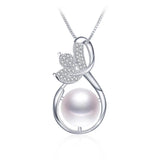 Natural Freshwater Pearl Necklace 925 Silver Zircon Flower Pendant