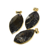 Labradorite Stone Eyes Pendant Gray Oval Amulet