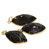 Labradorite Stone Eyes Pendant Gray Oval Amulet