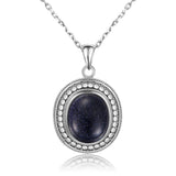 Moonstone S925 Silver Pendant Necklace Gemstone Jewelry Vintage
