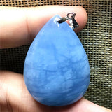 Natural Ocean Aquamarine Pendant Jewelry Healing Crystal Silver Stone