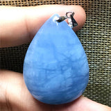 Natural Ocean Aquamarine Pendant Jewelry Healing Crystal Silver Stone