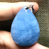 Natural Ocean Aquamarine Pendant Jewelry Healing Crystal Silver Stone