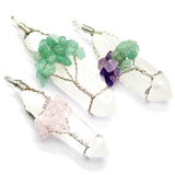 Crystal Pendant Tree of Life Wire Wrapped Healing Point Necklace
