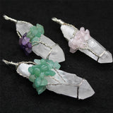 Crystal Pendant Tree of Life Wire Wrapped Healing Point Necklace