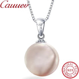 Sterling Silver Coin Necklace with Freshwater Pearl Pendant