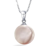 Sterling Silver Coin Necklace with Freshwater Pearl Pendant