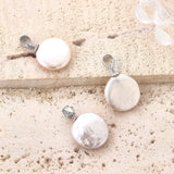 Sterling Silver Coin Necklace with Freshwater Pearl Pendant
