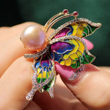 Colorful Animal Brooch with Freshwater Pearl Pin