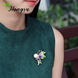 Colorful Animal Brooch with Freshwater Pearl Pin