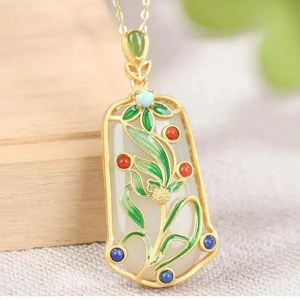 Orchid Girlfriends Jade Winter Sweater Necklace Sterling Silver