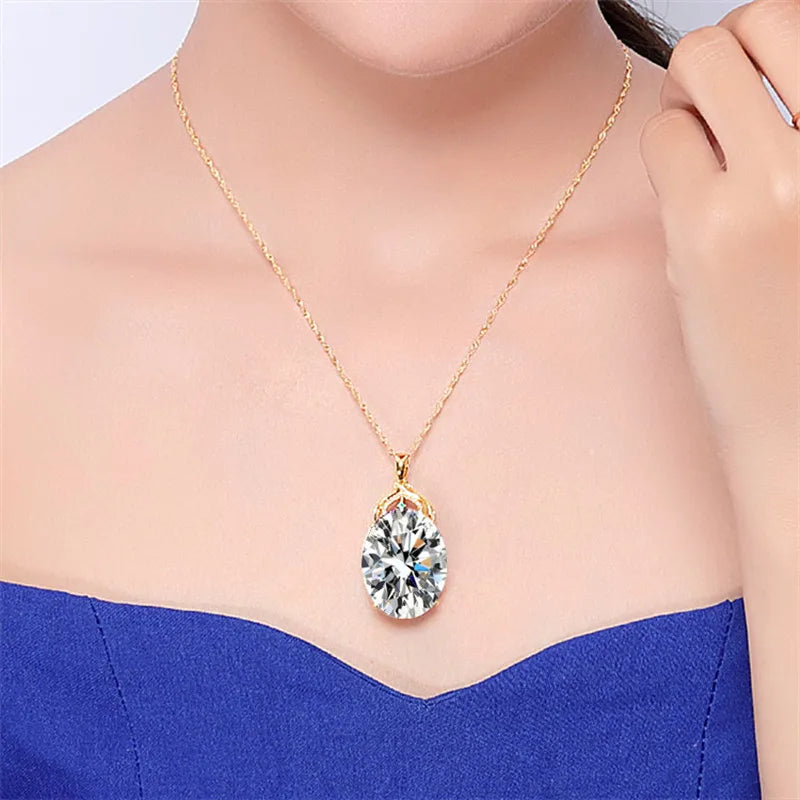 5 Carats Crystal Gemstones Diamonds Pendant Necklace for Women 18k Fine Jewelry