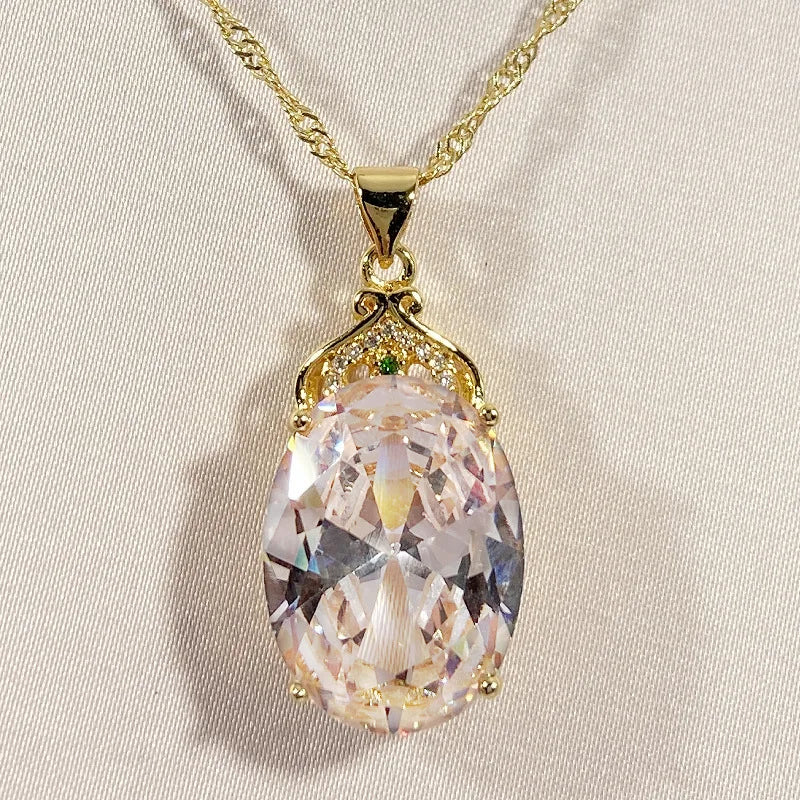 5 Carats Crystal Gemstones Diamonds Pendant Necklace for Women 18k Fine Jewelry