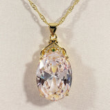5 Carats Crystal Gemstones Diamonds Pendant Necklace for Women 18k Fine Jewelry