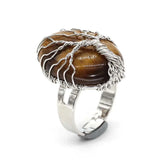 Healing Stone Amethysts Opal Tree of Life Crystal Ring
