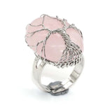 Healing Stone Amethysts Opal Tree of Life Crystal Ring