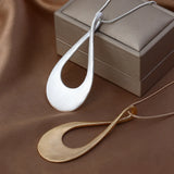 Vintage Oval Pendant Necklace Women Long Punk Accessory
