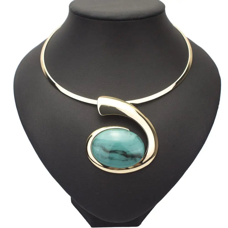 Geometric Resin Pendant Choker Necklace for Women
