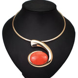 Geometric Resin Pendant Choker Necklace for Women