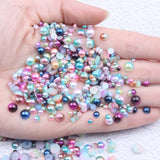 Big Pack 3-10mm Rainbow Half Round Pearls Flatback DIY Craft Nail Art