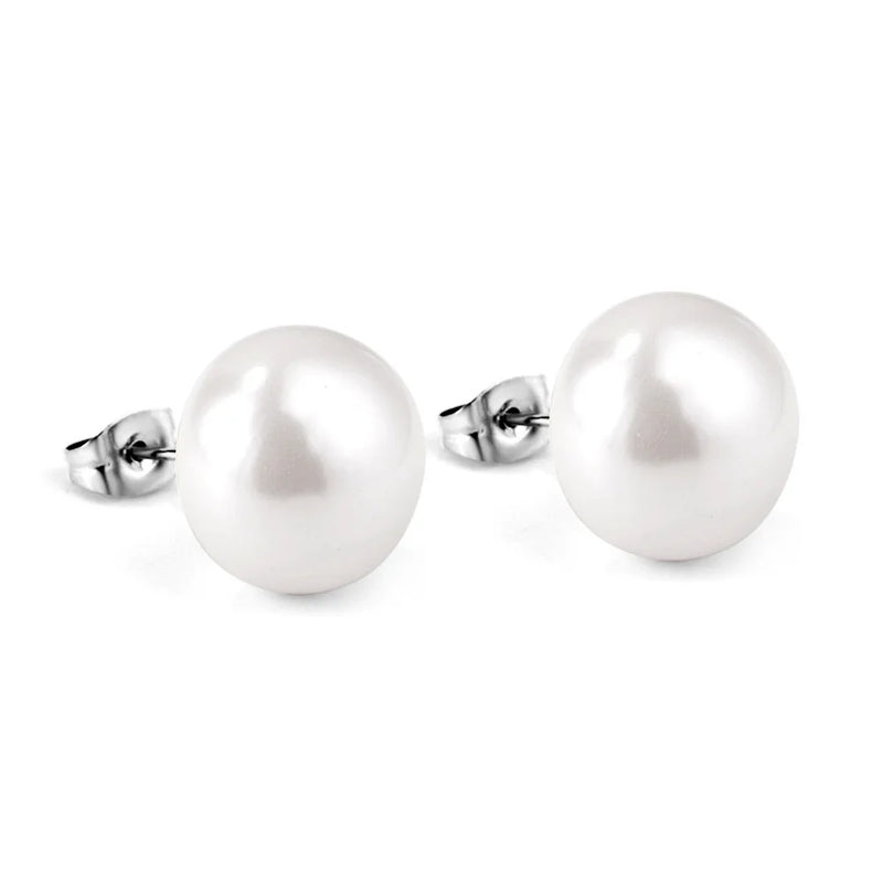 Large Pearl Earrings for Women 20mm 14mm Classic Faux Round Studs