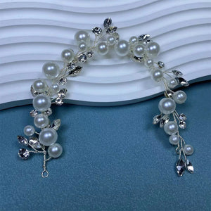 Big Pearl Headband for Bride Wedding Hair Accessories Rhinestone Hairbands